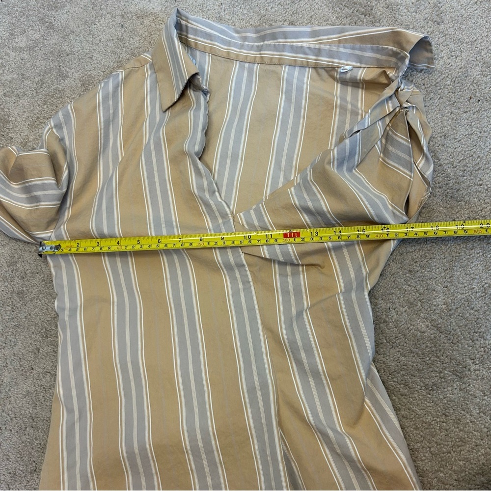 Zara beige striped asymmetrical one shoulder shirt top blouse Sz XS - Picture 7 of 11